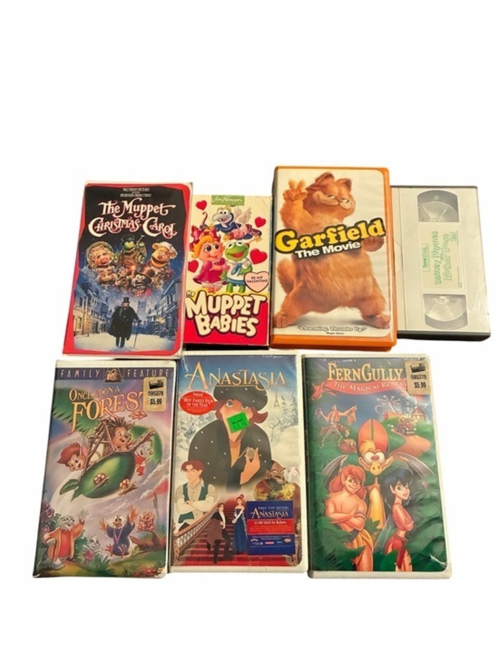 Vintage Used & Sealed VHS Tape Kids Lot Muppets Garfield Barney Anastasia